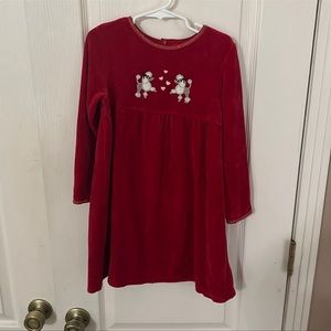 Velvet Red Dress with Poodles